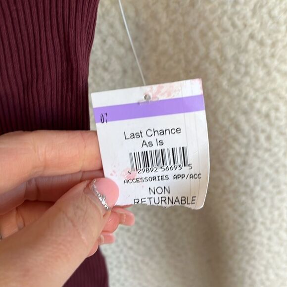 Free People Shirt Womens XS Clementine Ribbed Mixed Media Burgundy Top - Picture 5 of 8